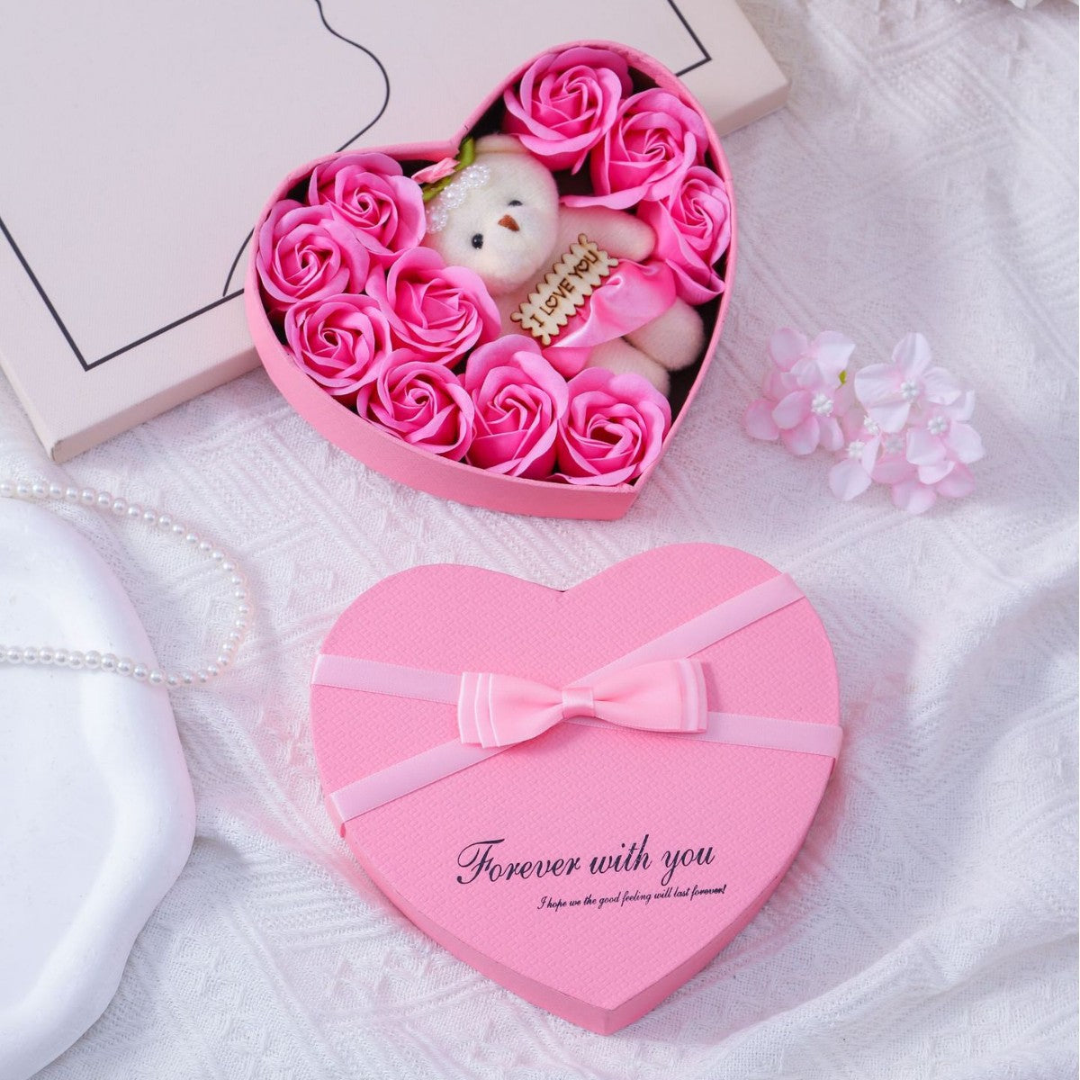 Soap Flower Rose Heart Gift Box